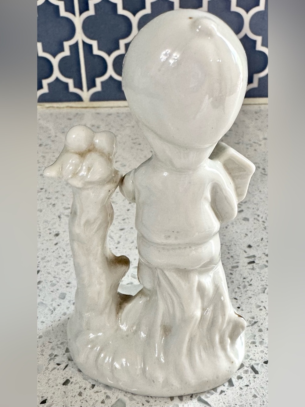 Vintage White Porcelain Boy With Birds Figurine Collectible Home Decor - Picture 3 of 6